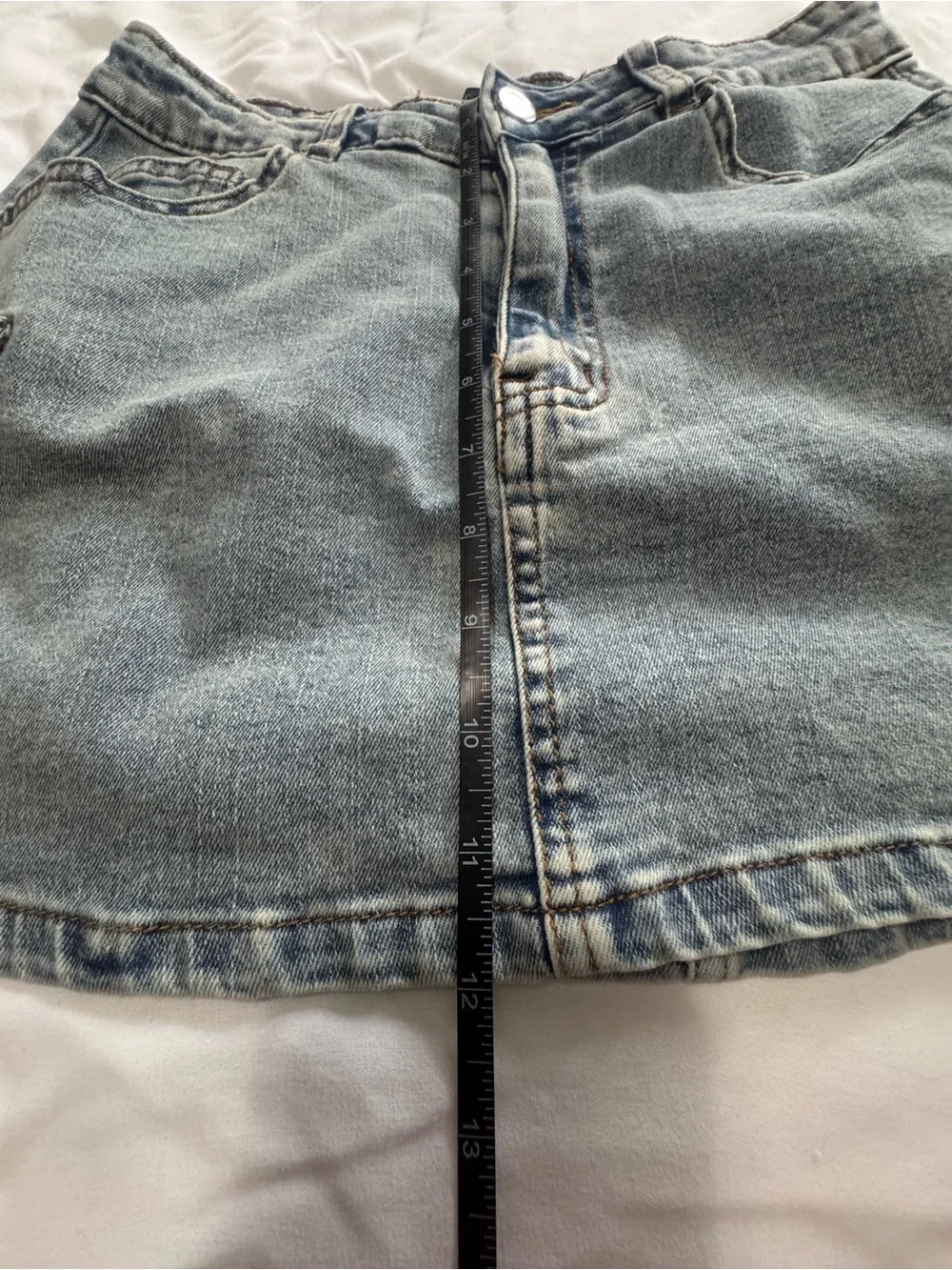 SHEIN Washed Blue Denim Cargo Mini Skirt